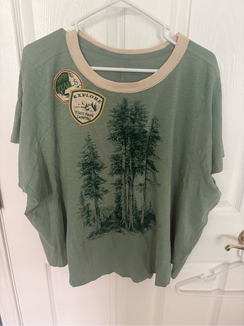 NWT Anthropologie Plus - Sage Green Short-Sleeve Trees Graphic Tee 3X